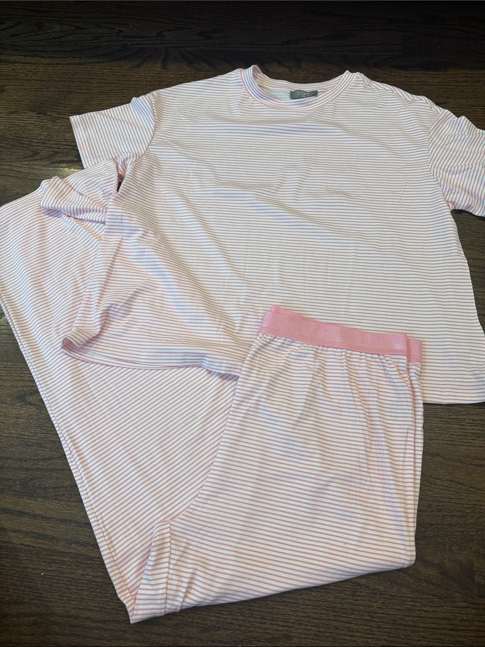 Woman’s loft large Pink Stripe Pajama Set - Comfort lounge pj set